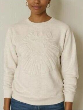 Disney Embossed Graphic Lion King Crew Neck Womens Sweatshirt Cream Size L NWOT